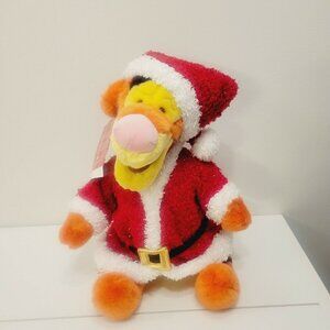 Vtg  Disney Store Winnie the Pooh Tigger Dressed Santa Red Suit Plush Stuffed To